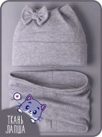 Шапка для девочки осенняя с ушками и снуд