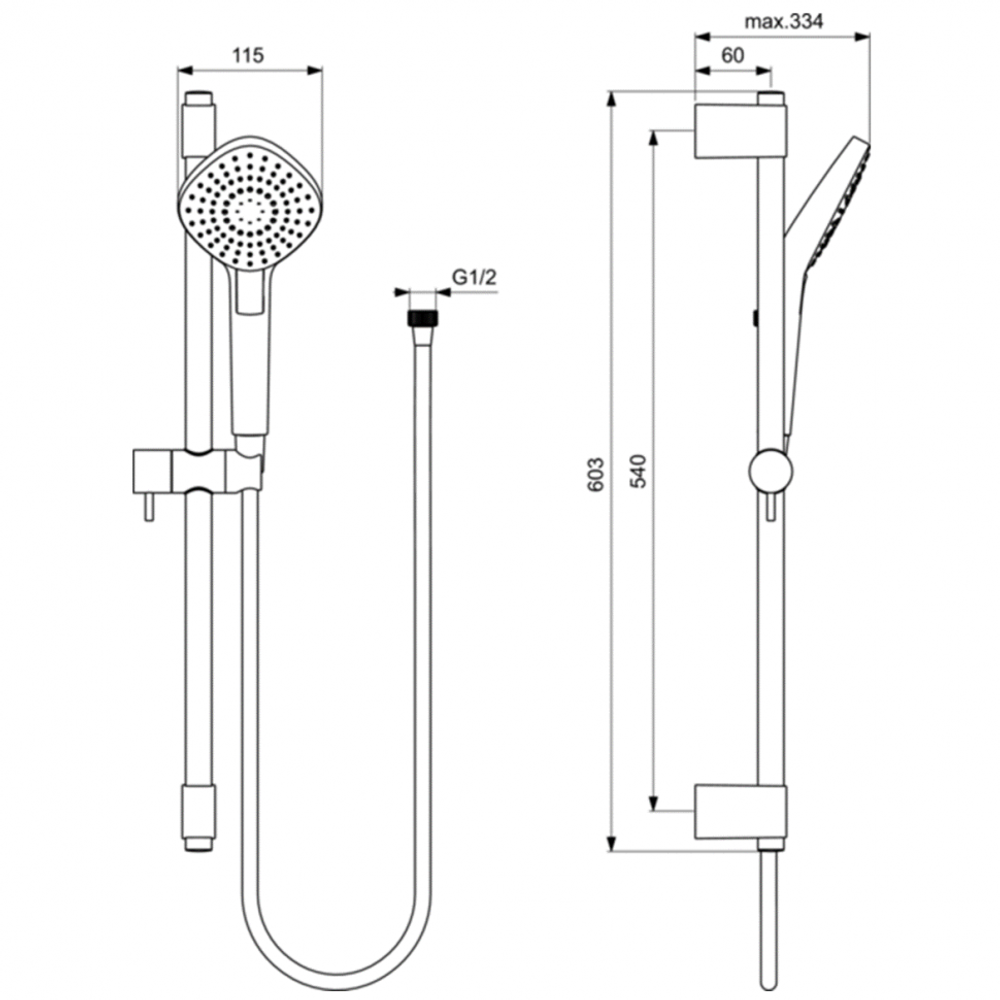 Душевой гарнитур со штангой Ideal Standard IDEALRAIN EVO B2234AA