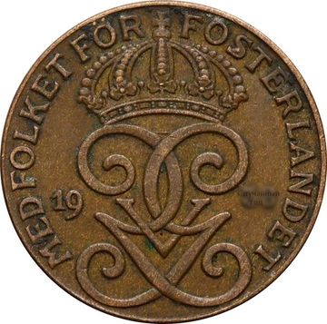 2 эре 1909-1950 Швеция