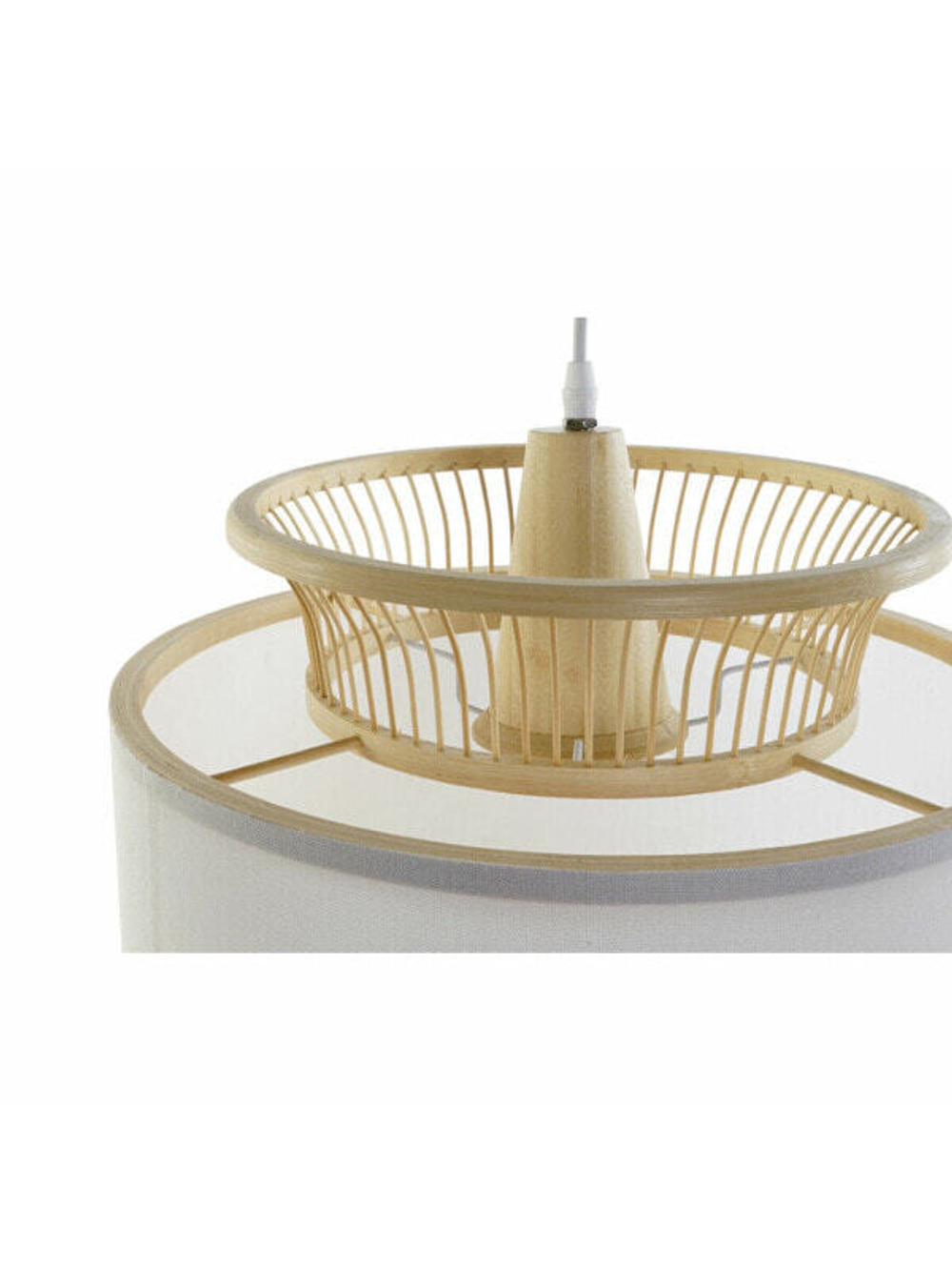 Потолочный светильник DKD Home Decor Белый полиэстер Бамбук (40 x 40 x 52 cm)