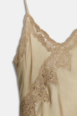 ZARA АСИММЕТРИЧНОЕ АТЛАСНОЕ ПЛАТЬЕ ИЗ КОЛЛЕКЦИИ ZW, СВЕТЛО-БЕЖЕВЫЙ