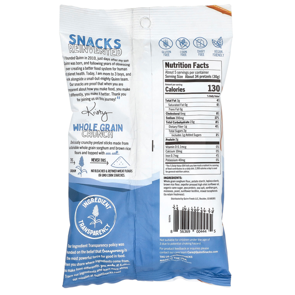 Quinn Snacks, Крендель, морская соль, 159 г (5,6 унции)