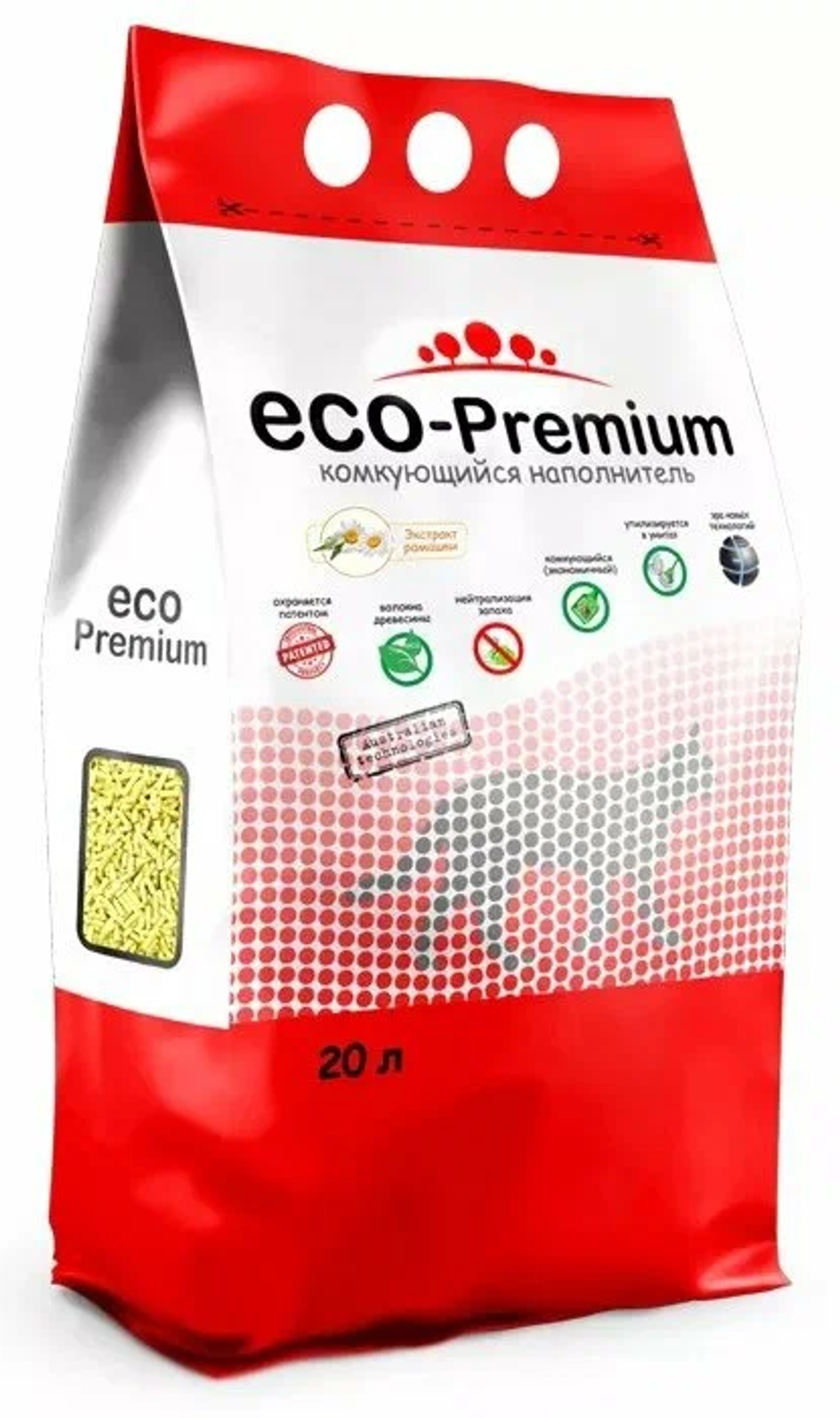 Eco premium наполнитель для кошек древесный ромашка