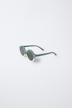 ZARA СОЛНЦЕЗАЩИТНЫЕ ОЧКИ В КРУГЛОЙ ОПРАВЕ, ЗЕЛЕНЫЙ/ЭКРЮ