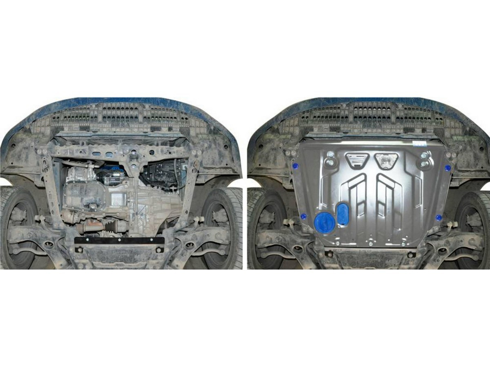 Защита картера и КПП Rival для Toyota Auris Hybrid (UKP) 2007-2013/Corolla XI E160, E170, E180 рестайлинг 2016-2019, алюминий 3 мм, с крепежом, штампованная, 333.5773.1