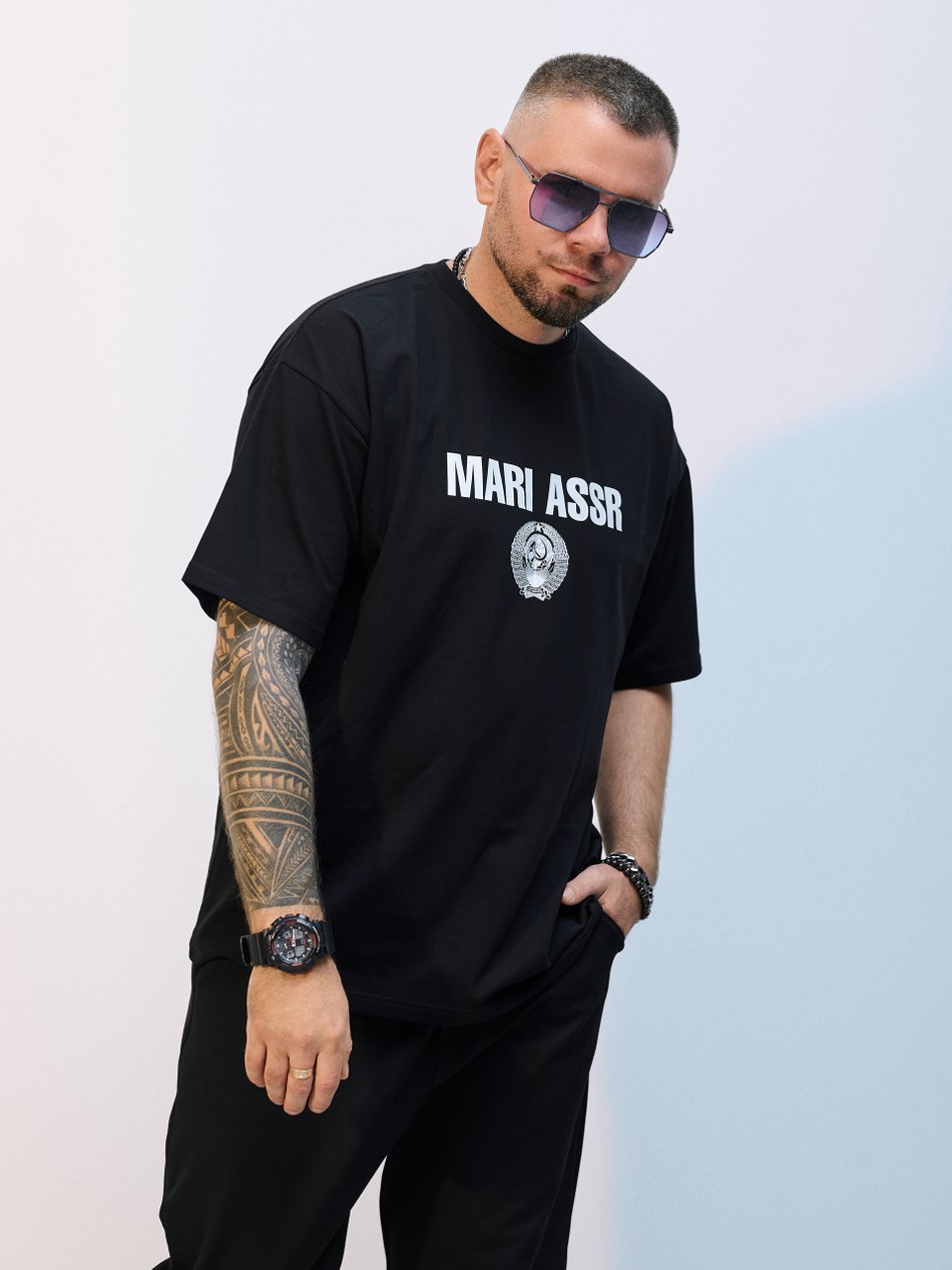 Футболка оверсайз унисекс " MARI ASSR" черный