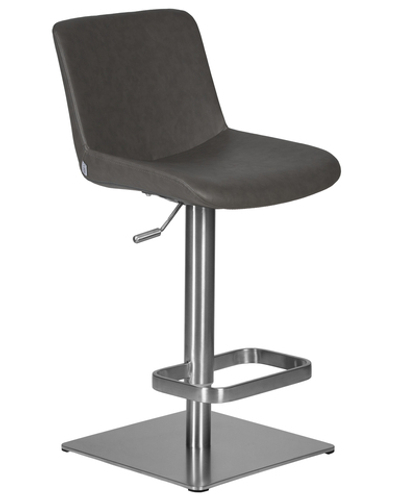 Стул барный DOBRIN ALDO, серый PU YP4, основание из нержавеющей стали