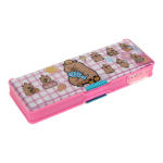 Пенал пластиковый "Капибара" с блестками, 2 отв., с точилкой, 3 вида микс