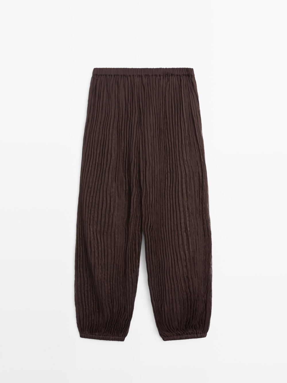 Massimo Dutti Брюки Саруэль с плиссировкой, коричневый
