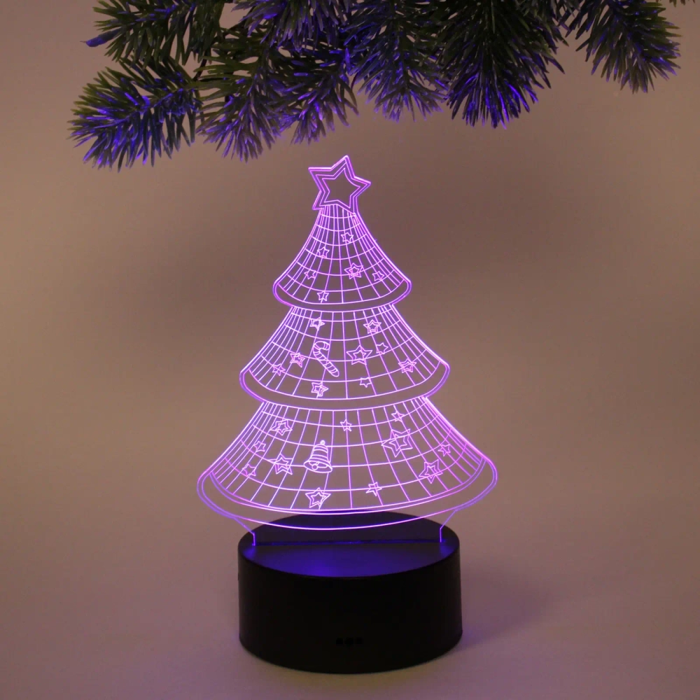 Светильник ночник «3D-Ёлочка» на пластиковой подставке, с включателем USB