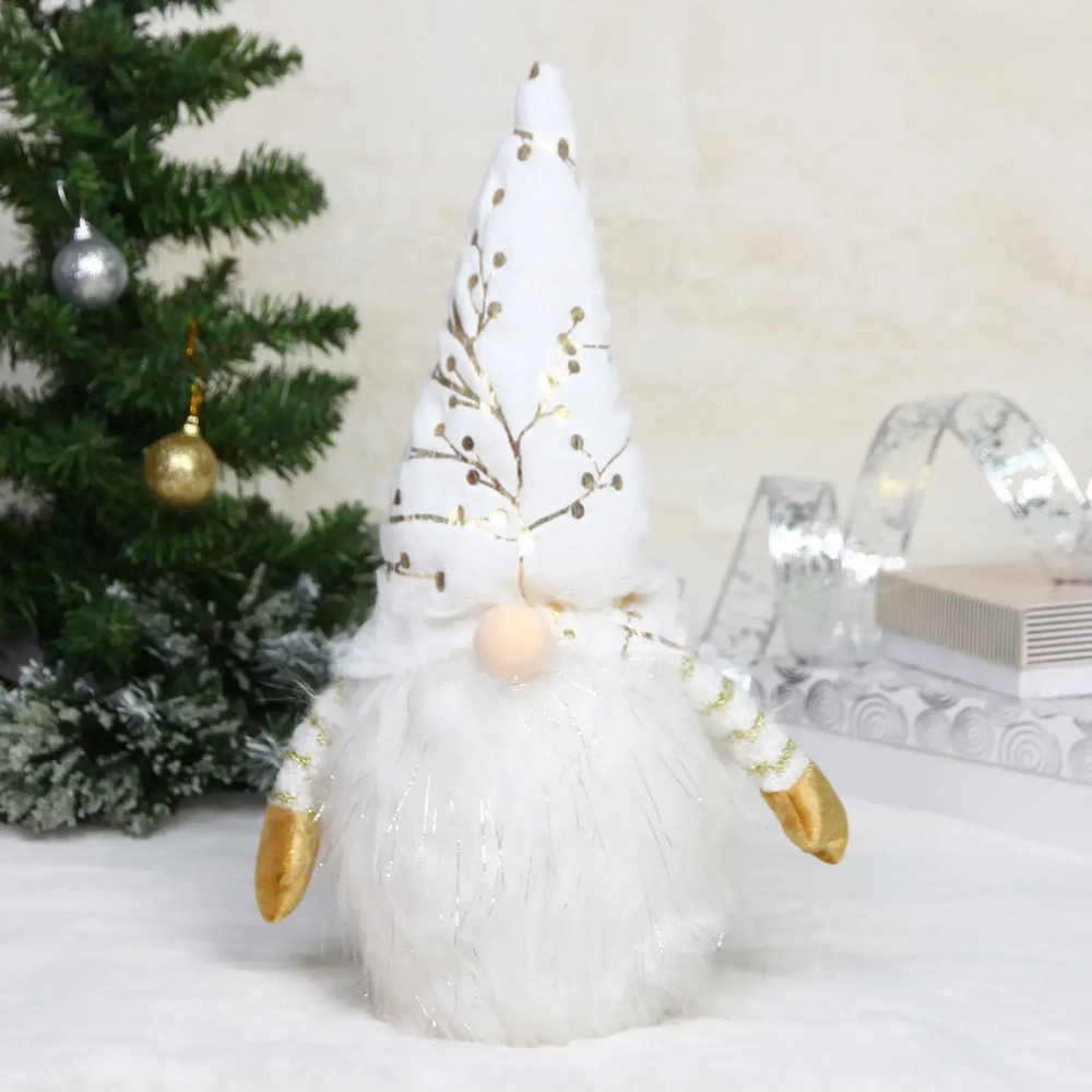 Сувенир новогодний «Лесовичок - Затейник» 41*13 см, Серебро (с подсветкой)