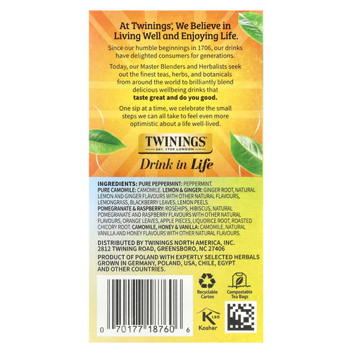 Twinings, Ассорти из травяных чаев, смешанный набор, без кофеина, 20 чайных пакетиков, 34 г (1,23 унции)