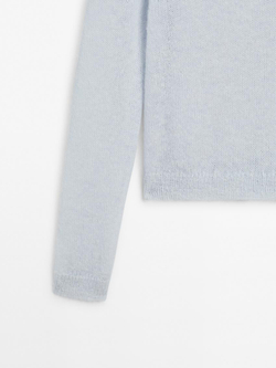 Massimo Dutti Трикотажный свитер из смесовой альпаки с воротником поло, небесно-голубой