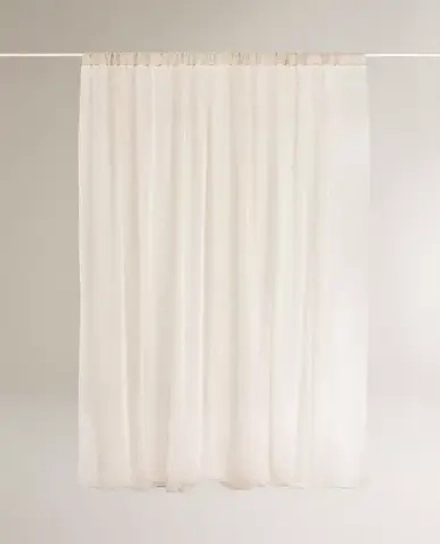 ZARA HOME ПОЛУПРОЗРАЧНАЯ ШТОРА ДВОЙНОЙ ШИРИНЫ, СВЕТЛО-БЕЖЕВЫЙ
