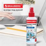 Чистящий набор для экранов всех типов и оптики BRAUBERG комплект салфетка и спрей 100 мл (2 штуки в упаковке)