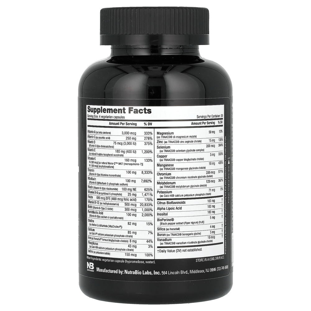 NutraBio, MultiSport, мультивитаминная добавка для мужчин, 120 капсул