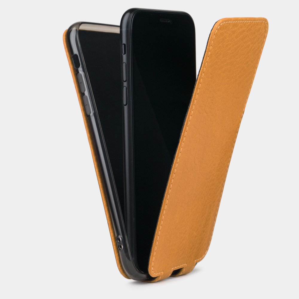 Чехол для iPhone XS Max из натуральной кожи теленка, рыжего цвета