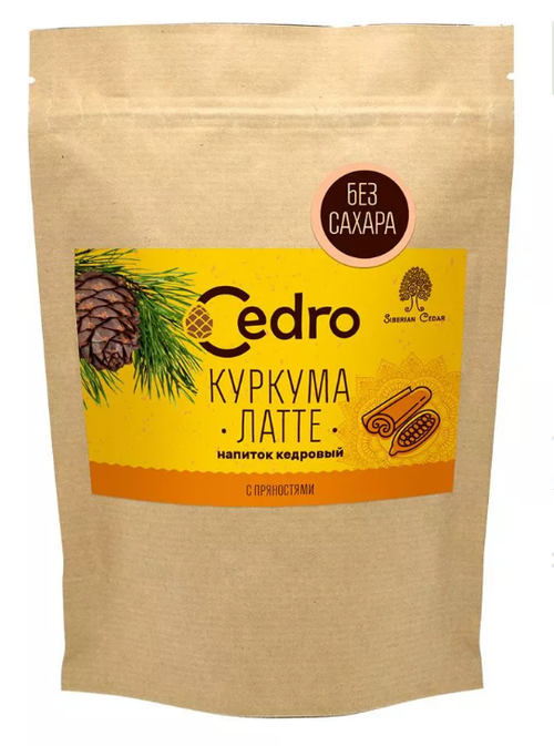 Кедровый напиток Куркума-латте / 250 г / дой пак / Сedro / Сибирский кедр