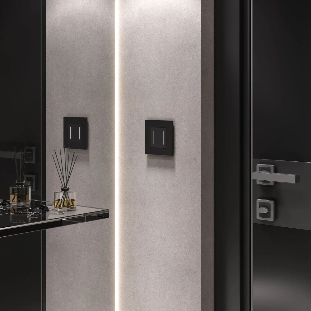 Сенсорный выключатель двухклавишный с подсветкой (черный) W4522008