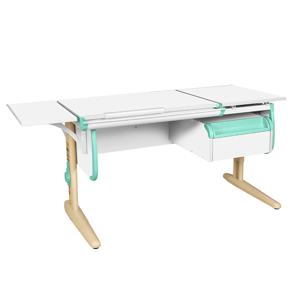 Растущая парта с навесной тумбой и короткой боковой полкой Дэми СУТ 25-04-БК1 (1500×610 мм)