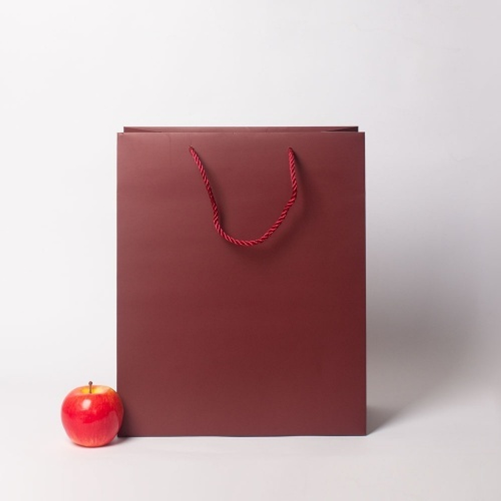 Пакет 33x40x16, бордо, витой шнур, картон VIP