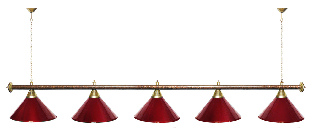 Лампа STARTBILLIARDS 5 пл. (плафоны зеленые,штанга зеленая,фурнитура золото)