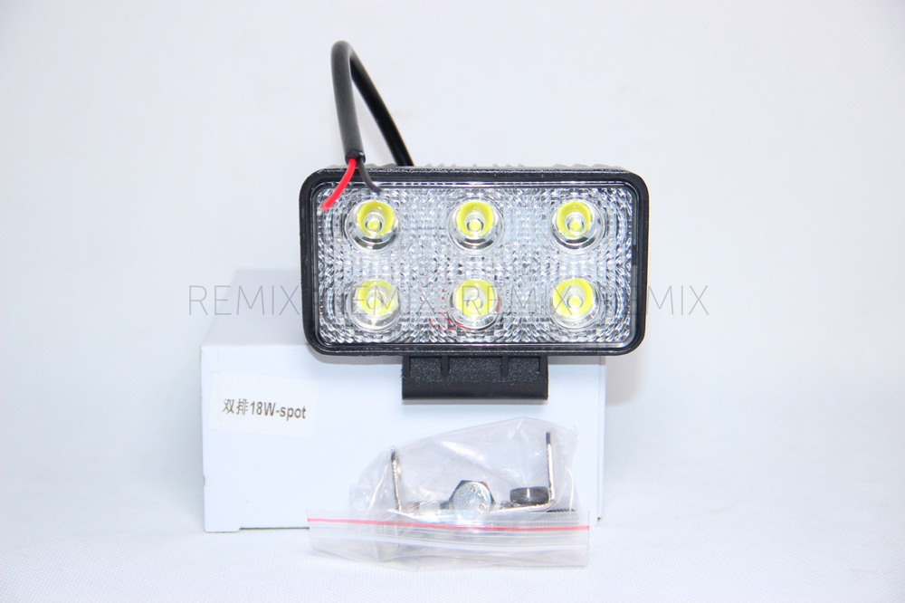 Светодиодная LED фара 18W (дальний дополнительный свет, прямоугольная малая)