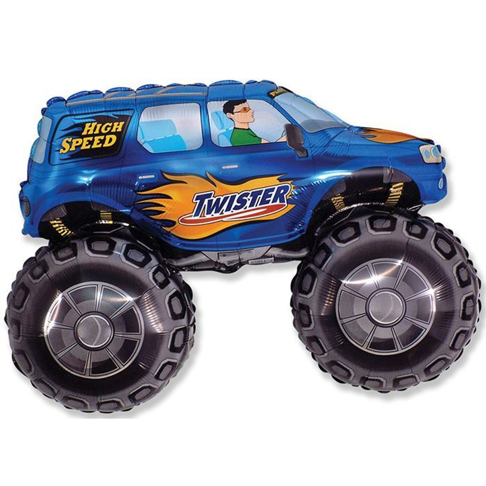 Шар-фигура, фольга, Джип-внедорожник синий (FM), 38/97 см