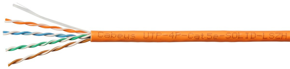 Кабель витая пара U/UTP 5e кат. 4 пары Cabeus UTP-4P-Cat.5e-SOLID-LSZH-OR-LIGHT-100