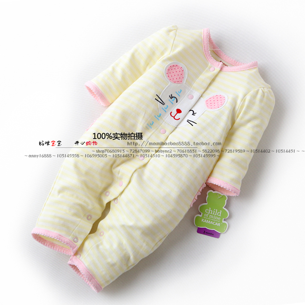 Комбинезон детский в полоску с аппликацией в виде мыши