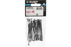 Саморезы СГД гипсокартон-дерево ЗУБР 70х4.2 мм, 20шт., фосфатированные 300036-42-070