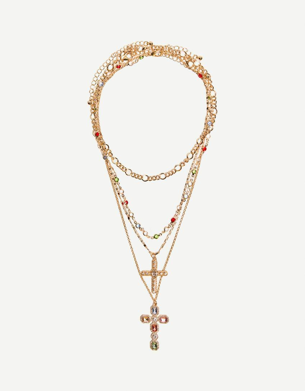 BERSHKA Набор из 4 ожерелий с подвесками, золотой