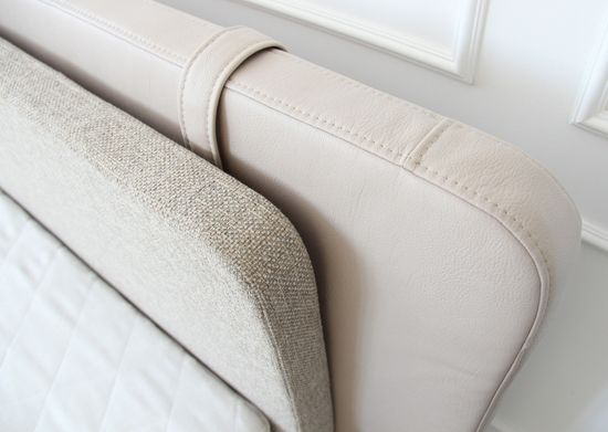 Кровать двуспальная Hub 180 см (бежевый, экокожа, рогожка)