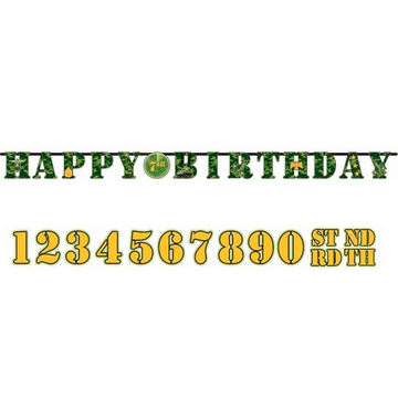 Гирлянда-буквы «Happy birthday. Камуфляж» с наклейками цифрами, 320 см
