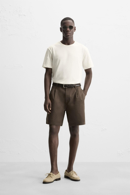 ZARA БАЗОВАЯ ФУТБОЛКА LIGHTWEIGHT, ЖЕЛТОВАТО-БЕЛЫЙ