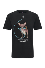 Black T-shirt with a dog