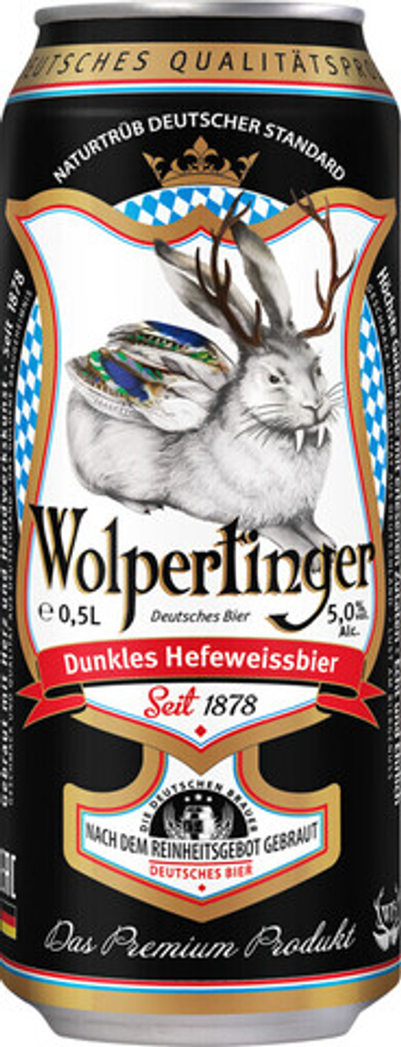 Пиво Вольпертингер Темное Пшеничное Дункель / Wolpertinger Dunkles Hefeweissbier 0.5 - банка