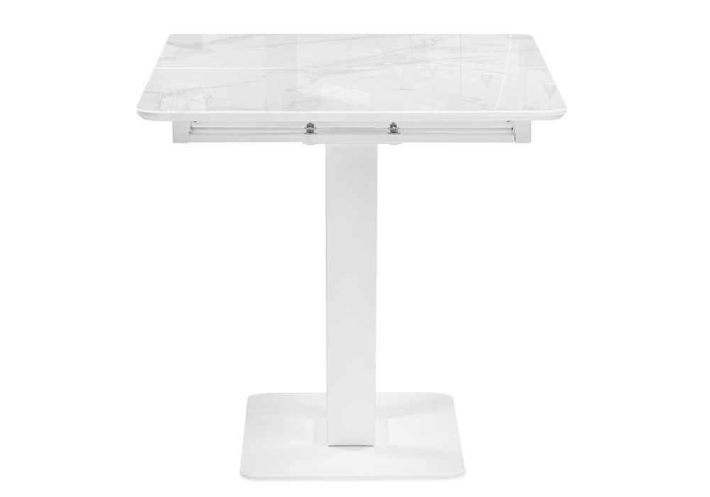 Стол на тумбе Бугун 120(160)х80х77 белый мрамор / белый