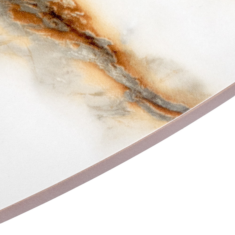 Стол Aura D110, керамогранит Calacatte gold мрамор, чёрный