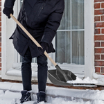 Лопата для уборки снега пластиковая, 420 х 425 х 1550 мм, деревянный черенок, Сибртех