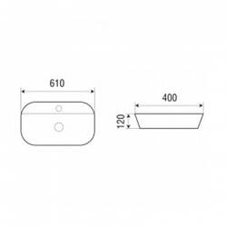 Раковина Azario 610х400х120 накладная, белый (AZ-2203)