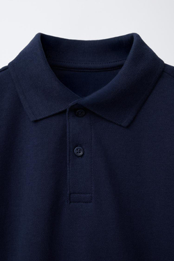 ZARA БАЗОВОЕ ПОЛО ИЗ ПИКЕ, МОРСКОЙ СИНИЙ