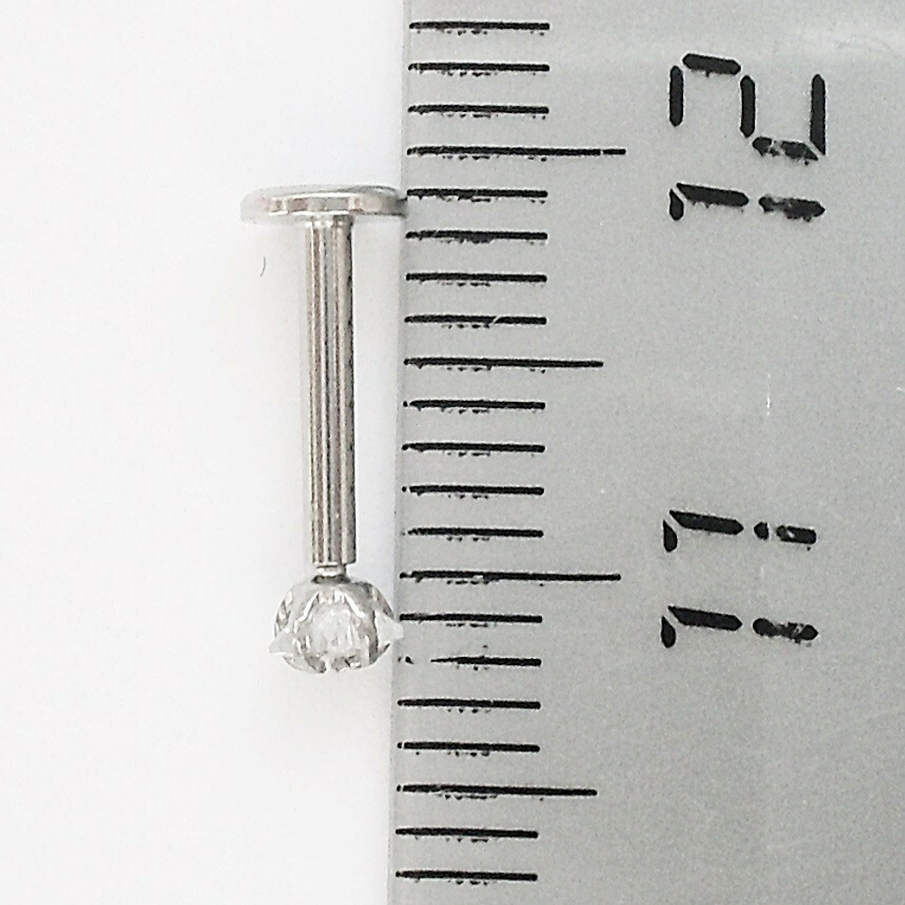 Лабрет с кристаллом 3 мм " Звезда" для пирсинга губы. Медицинская сталь.
