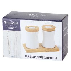 Набор для специй солонка/перечница на бамбуковой подставке "Naturel" 12,5*6,5*8см.