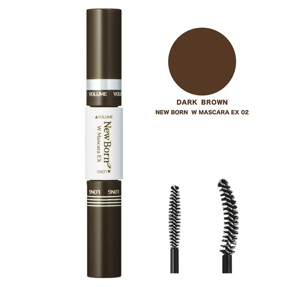 Тушь для ресниц темно-коричневый двухсторонняя Удлинение+объем Sana Masсara Dark Brown