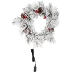 Венок хвойный «Заснеженный сад» d-50 см светодиодный, ПВХ, леска, белое напыление,свечение - Теплый белый