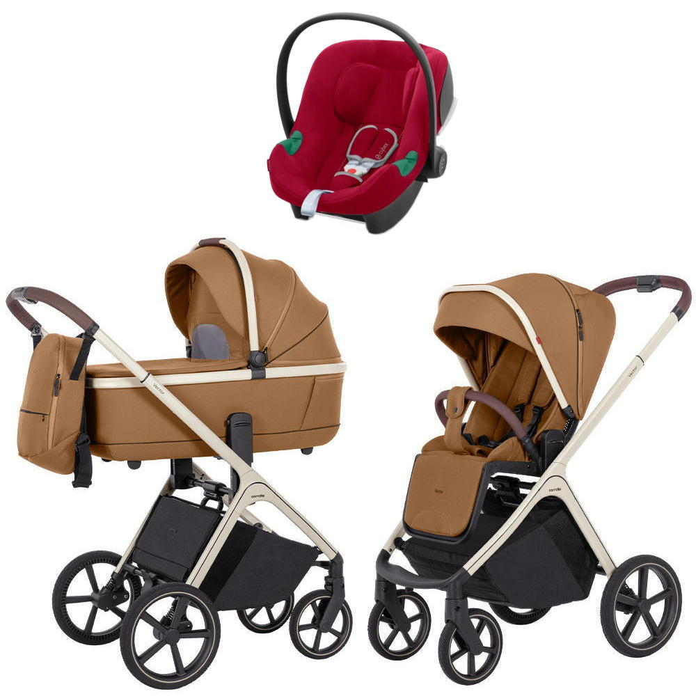 Коляска Carrello Vector CRL-6550 и автокресло Cybex Aton B2 Dynamic Red 3 в 1 Coral Beige