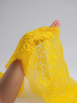 Кружево шантильи эластичное манго ширина 21 см