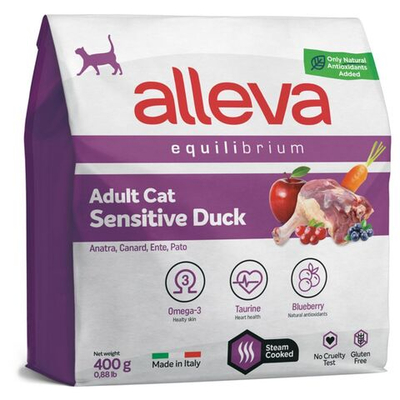 Корм Аллева Эквилибриум Сенситив Equilibrium Sensitive Duck для взрослых кошек с уткой, 0,4 кг
