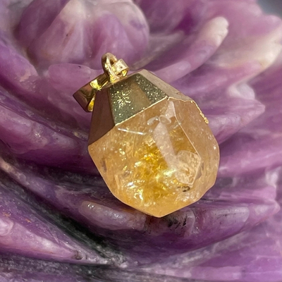 52447  Цитрин Кулон 15*18мм Золото 14К (Заряжено на Удачу)